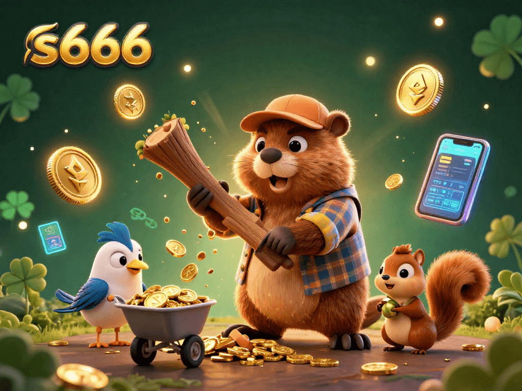 S666 engaging players with exciting casino games in a vibrant 3D illustration featuring gold coins and crypto elements.