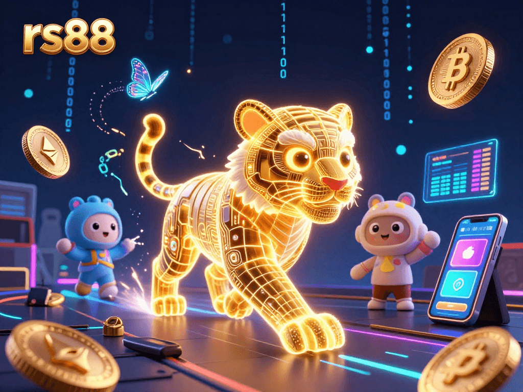 Engage in thrilling gameplay at rs88 with a vibrant neon-lit casino environment.