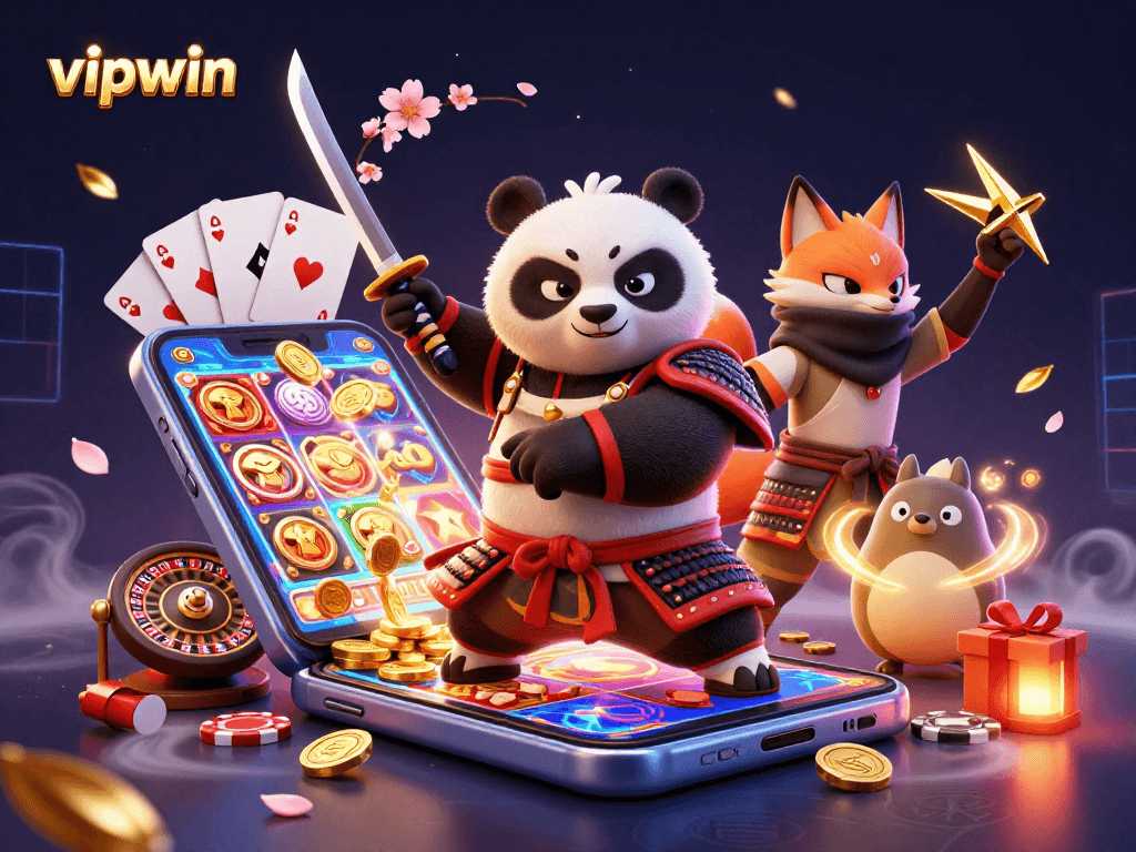 Engage in a thrilling vipwin gaming adventure with dynamic characters and vibrant casino elements.