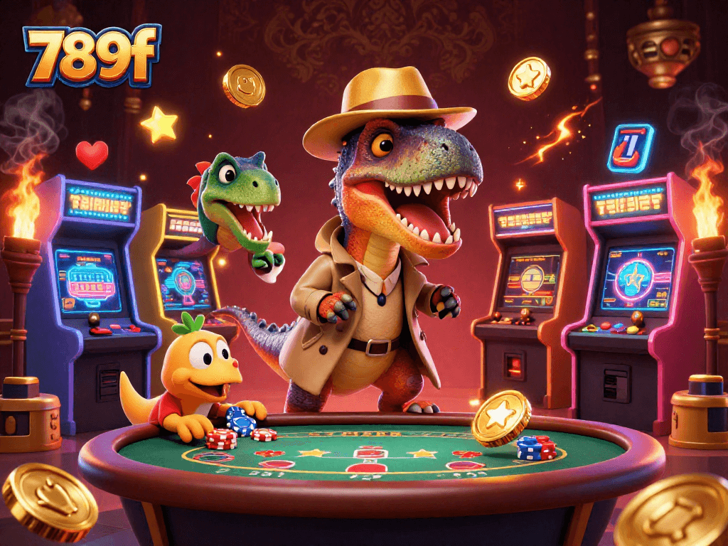Experience thrilling casino action with 789f as a velociraptor counters cards at blackjack.