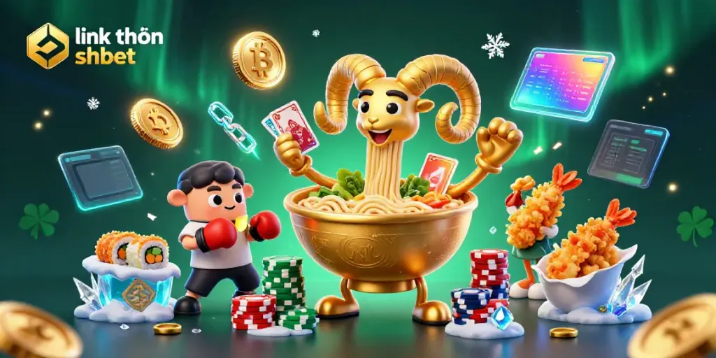 Engage with link không chặn shbet through a vibrant casino scene showcasing playful 3D characters and digital elements.