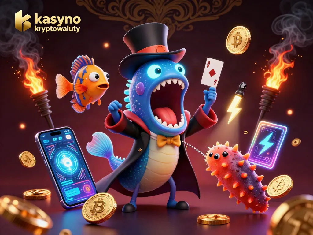Experience thrilling games at kasyno kryptowaluty, with animated characters and crypto coins in action.