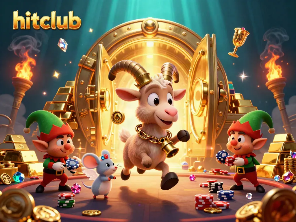 Experience the thrill of hitclub with Krampus and playful gremlins in a festive casino scene.