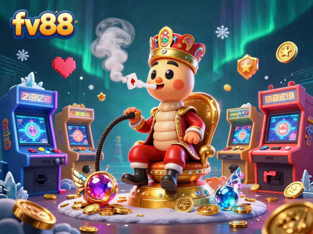Bet on exciting games at fv88 while enjoying a vibrant casino-themed 3D illustration.