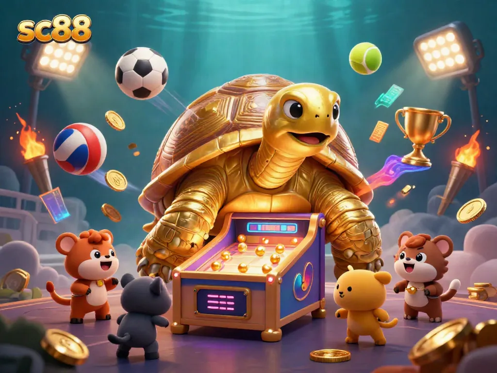 Experience gaming excitement with sc88 as golden tortoise pinball and sports elements abound.