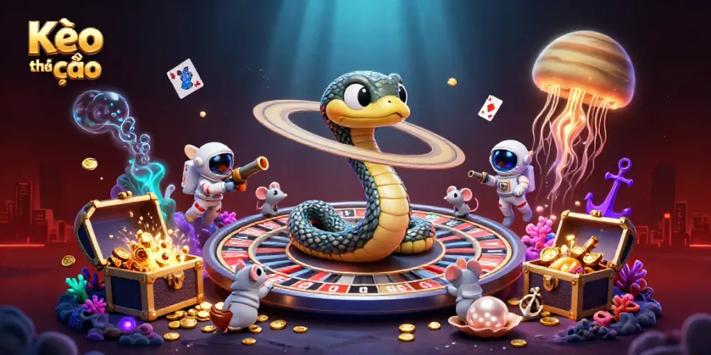 Experience the excitement of Kèo nhà cái with astronauts betting on a cosmic roulette wheel.