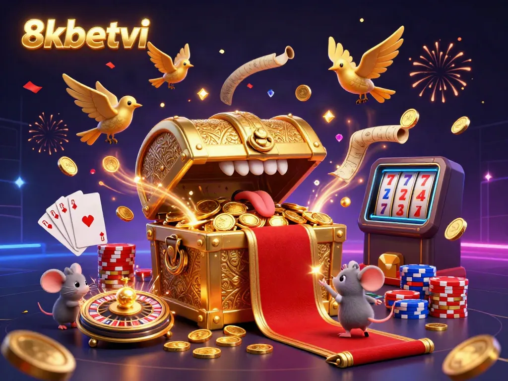 Engage with thrilling slot adventures at 8xbetvi, showcasing dynamic casino elements and exciting visuals.