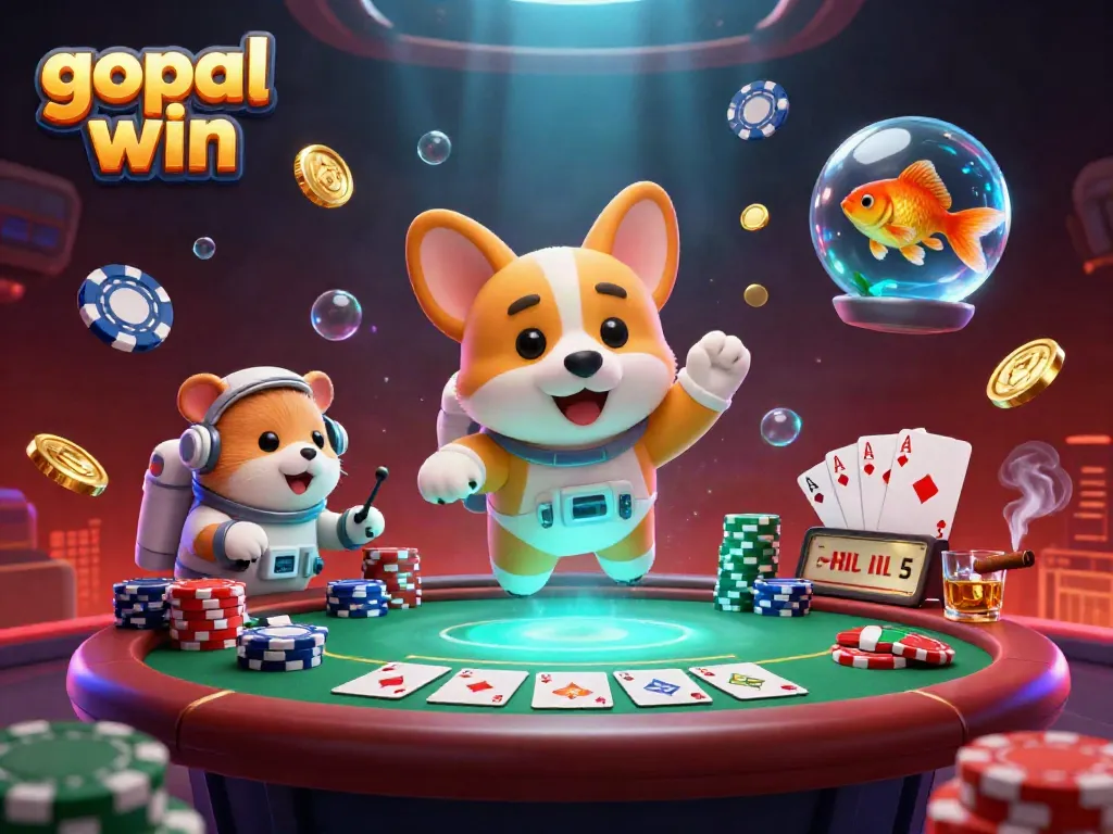 Experience the thrilling world of gopal win with an astronaut corgi in a zero-gravity casino scene.