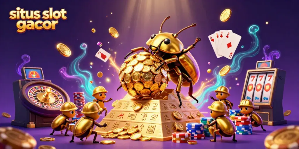Experience the excitement of situs slot gacor with vibrant casino symbols and winning elements.