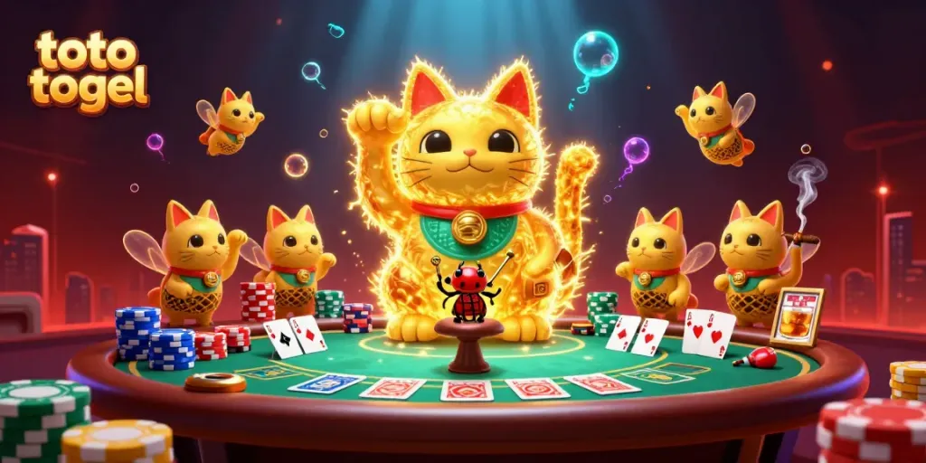 Menyajikan simbol keberuntungan pada toto togel, sosok kucing raksasa terlihat memukau dalam ilustrasi 3D.