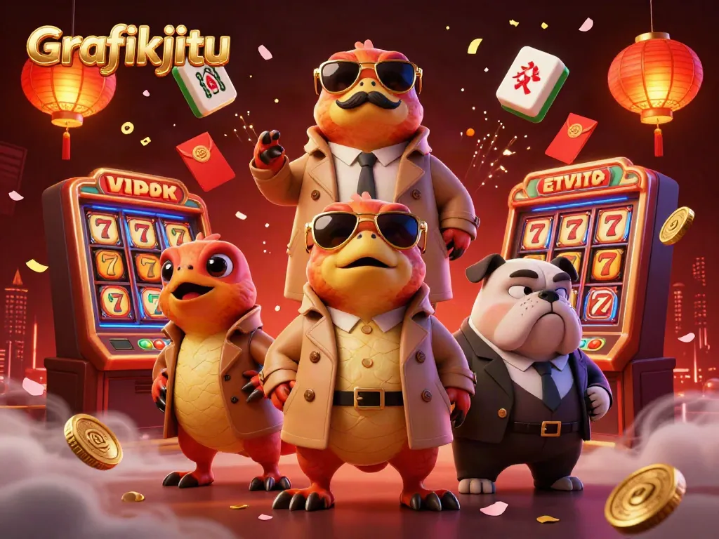Watch raptors in disguise at a VIP lounge in Grafikjitu themed casino illustration.
