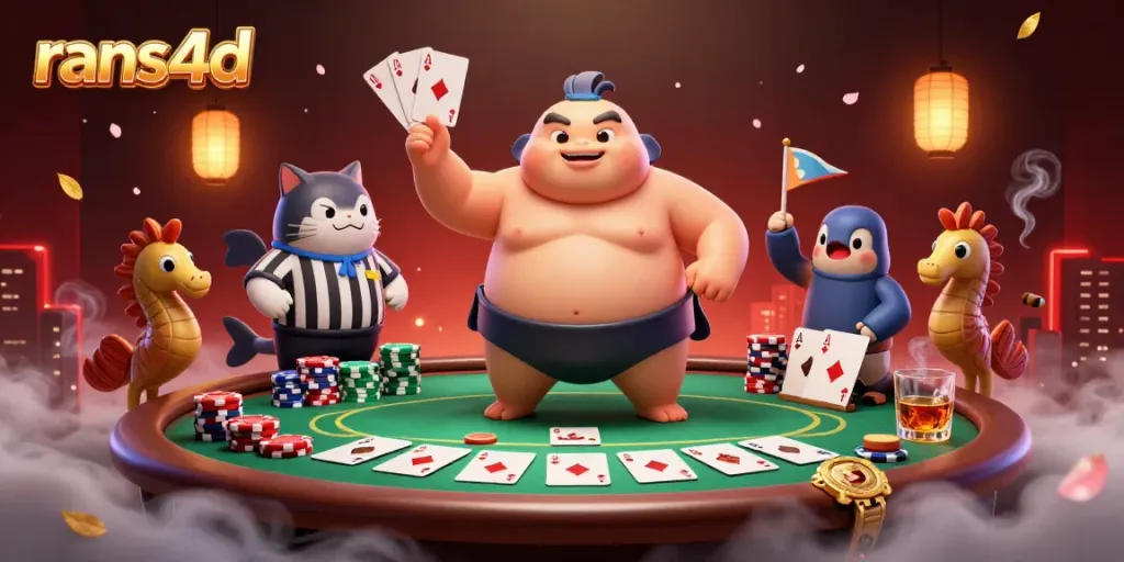 RANS4D memeriahkan permainan dengan fugu, wasit ikan lele, dan penonton kuda laut di poker.