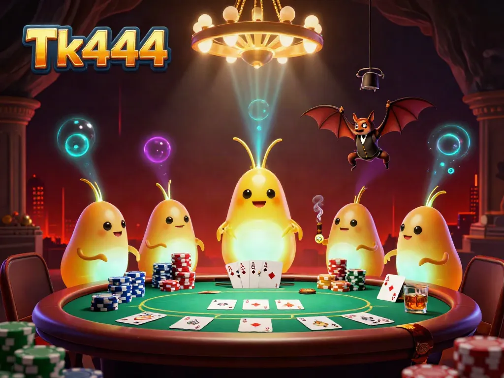 Experience vibrant casino action with Tk444's glowworms lighting up the gaming scene amidst high-stakes poker.