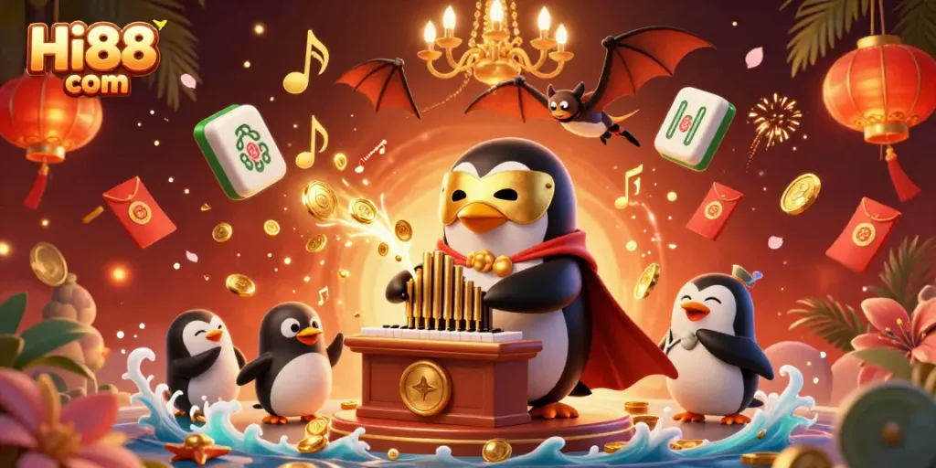 Engage in thrilling gameplay with Hi88 com's vibrant 3D casino illustration featuring unique gaming elements.
