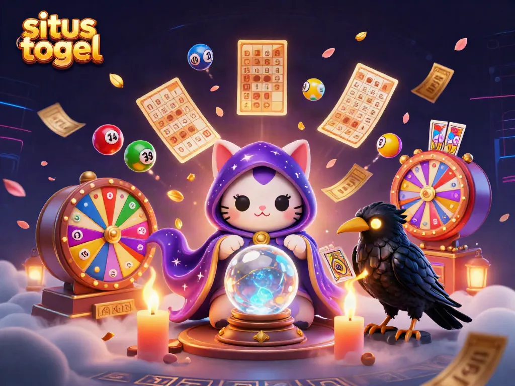 Memenangkan pengalaman situs togel dengan karakter kartun misterius dan elemen lotere yang berwarna-warni.