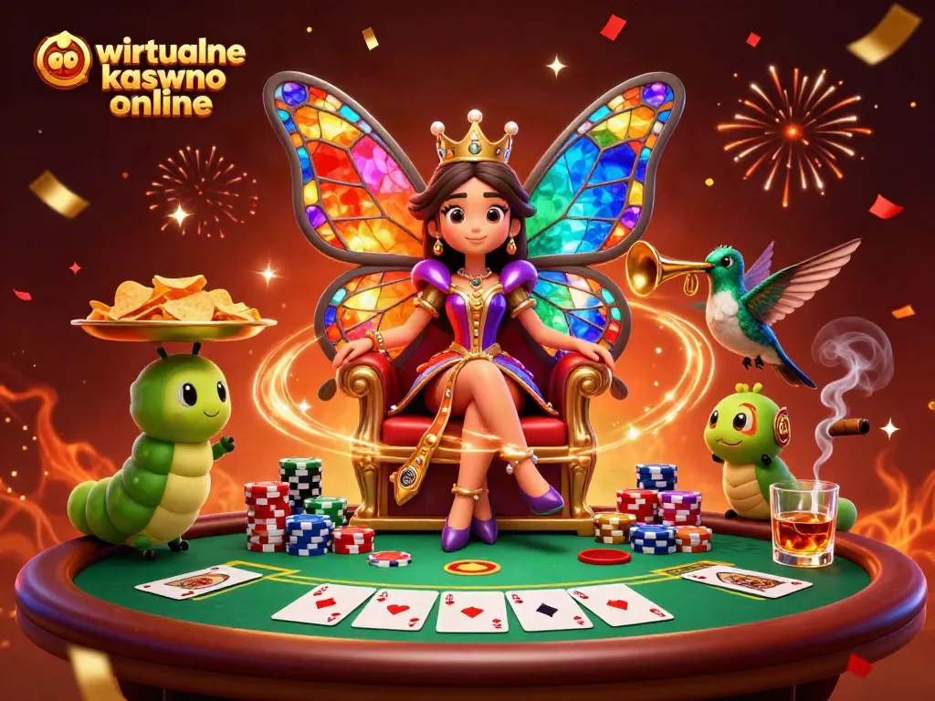 Engage in thrilling gaming action at wirtualne kasyno online, featuring a vibrant casino scene.
