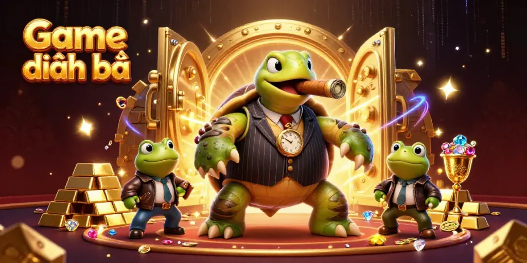 Engage in Game đánh bài with a snapping turtle mobster and bullfrog enforcers in a casino scene.