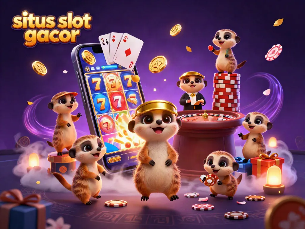 Engage with situs slot gacor as meerkats manage a lively casino scene with vibrant slot games.
