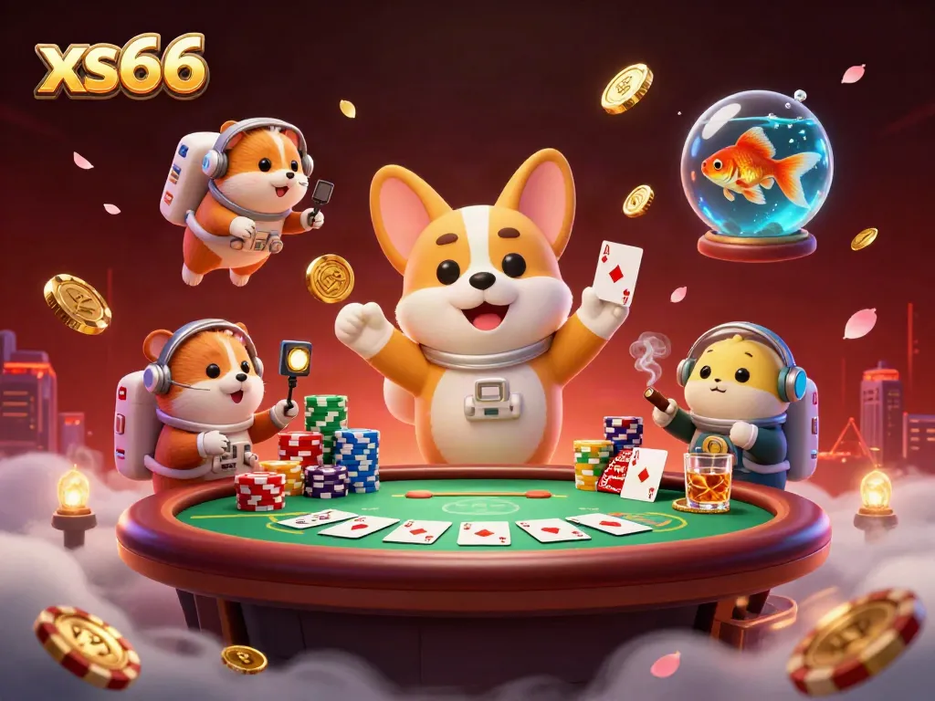 Engaging 3D illustration highlighting the xs66 gambling experience with characters in a casino setting.