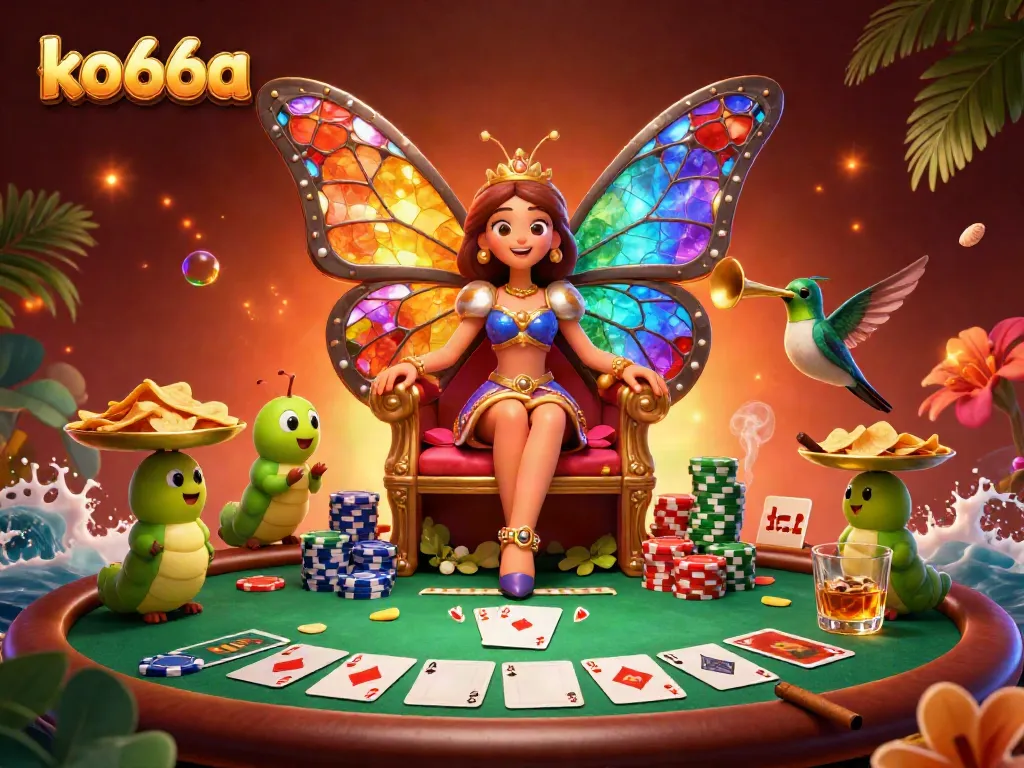 Experience thrilling poker action at ko66a with vibrant characters and casino elements.