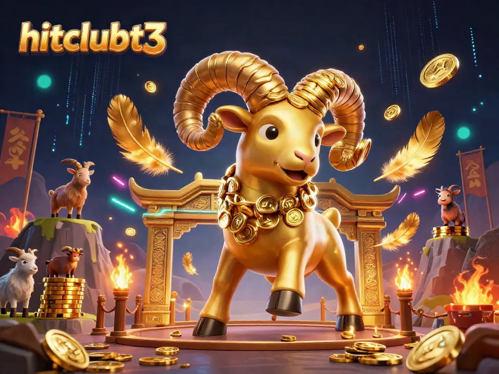 Experience thrilling gaming action with hitclubt3 as golden ram charges amidst a vibrant casino scene.