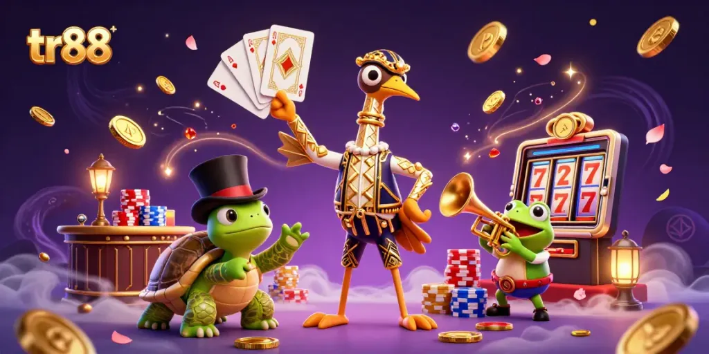 Experience the thrill of tr88 with endless cascading coins, vibrant poker chips, and captivating characters.