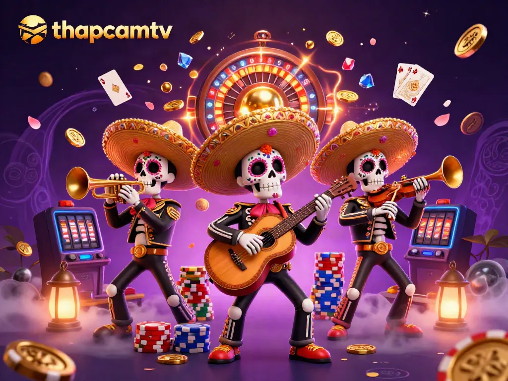 Experience thapcamtv's vibrant live casino atmosphere with a colorful mariachi band and dynamic gaming elements.