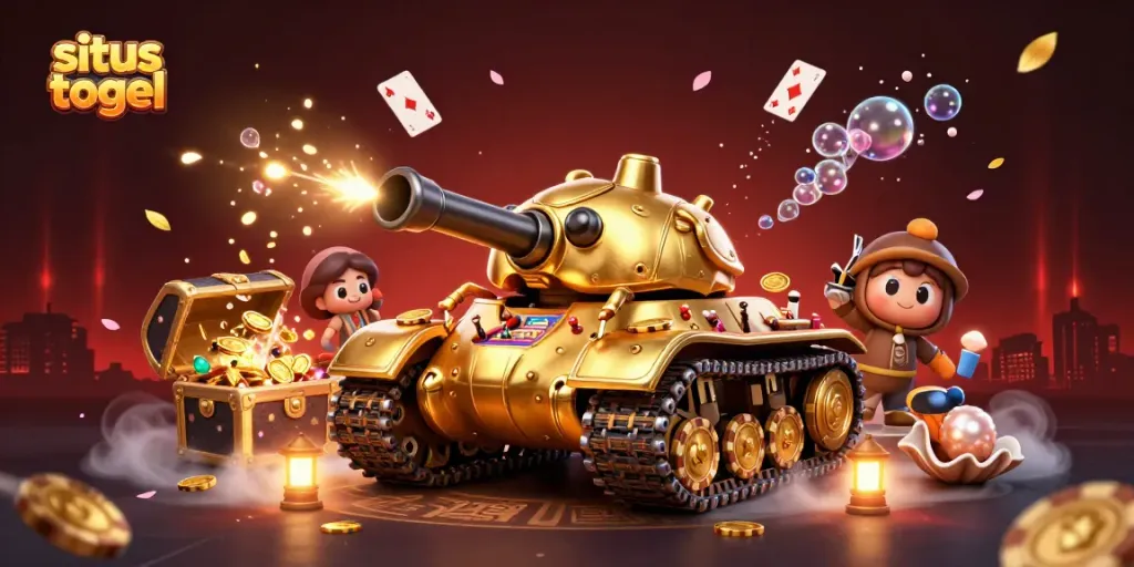 Engage with situs togel through a vibrant 3D casino scene showcasing dynamic gambling elements.