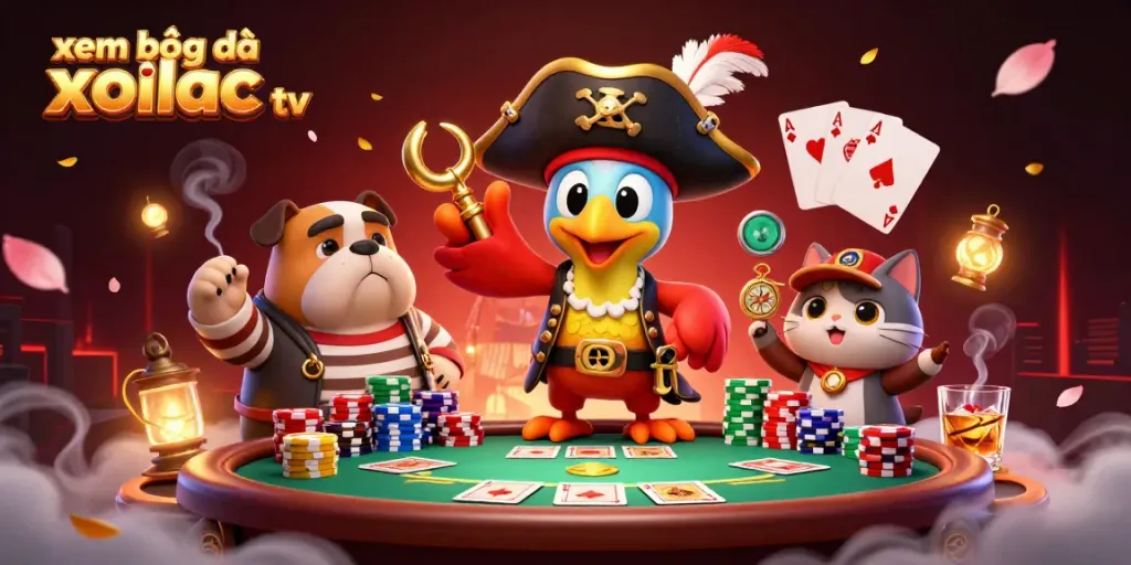 Experience xem bóng đá xoilac tv with vibrant characters in a dynamic poker scene.