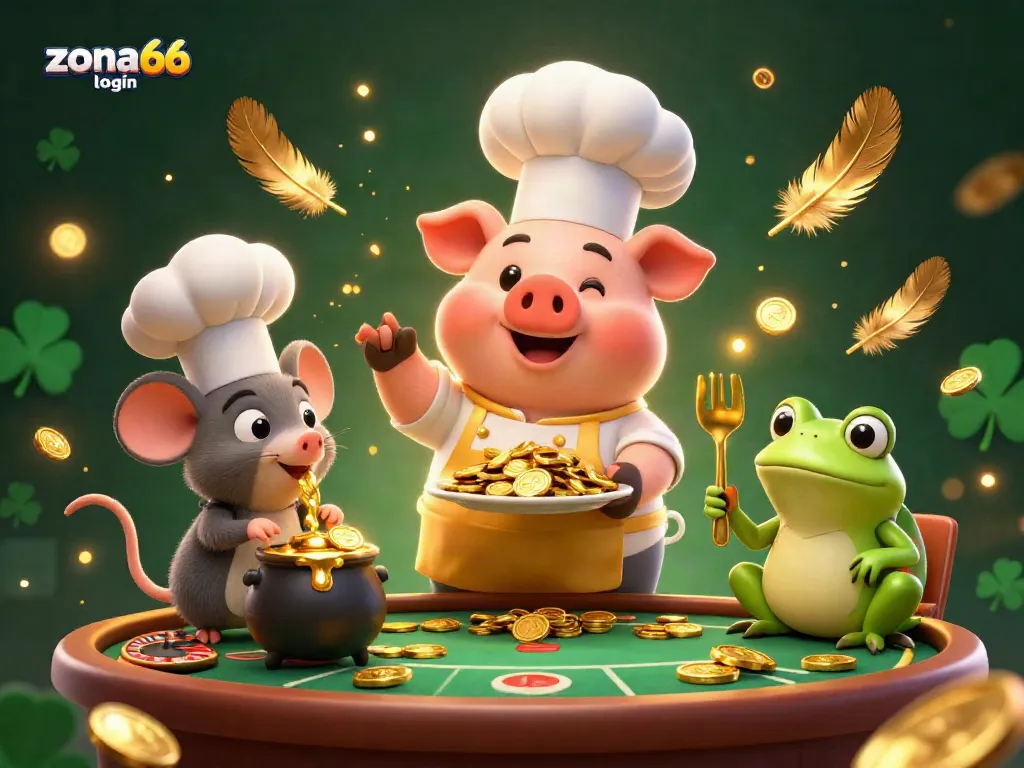 Experience seamless gaming at zona66 login with a vibrant 3D casino scene featuring engaging characters.