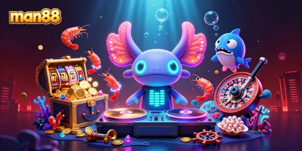 Experience thrilling gameplay at man88 with vibrant 3D casino elements and action-packed characters.