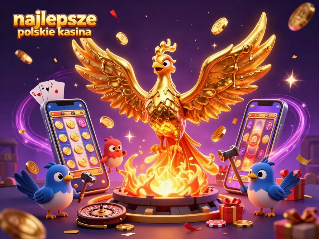 Experience the magic of najlepsze polskie kasyna with golden phoenix and vibrant casino elements.