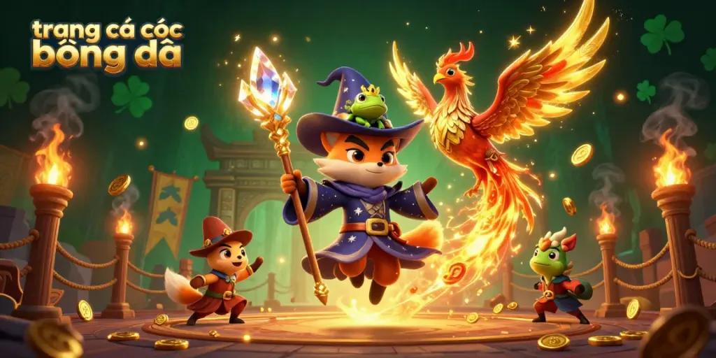 Engage in trang cá cược bóng đá with enchanting characters in a dynamic 3D scene showcasing rich gambling elements.