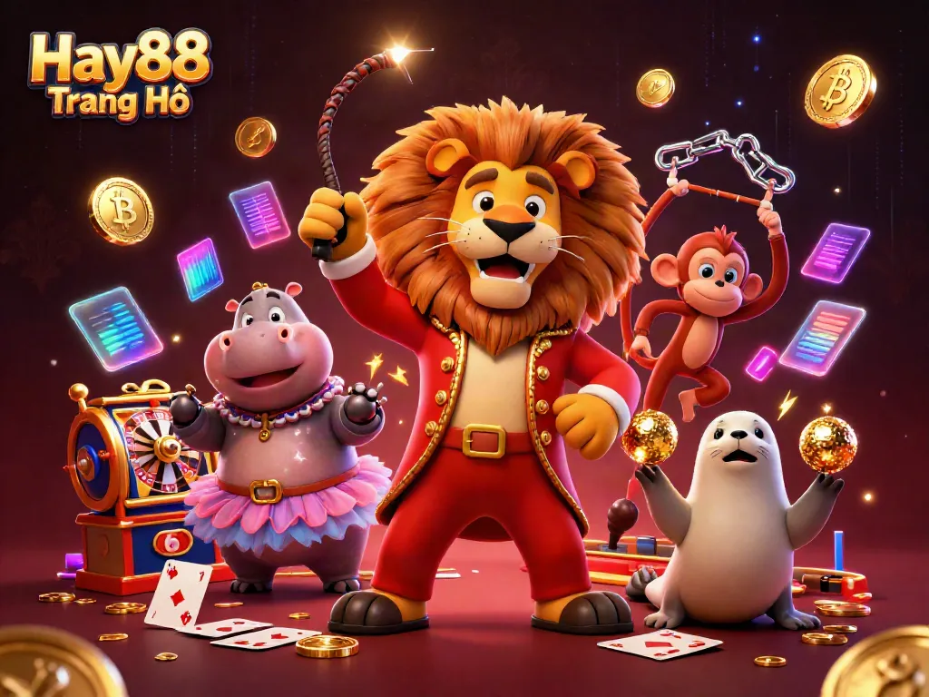 Engage with Hay88 Trang Chủ's thrilling casino scene featuring lively characters and vibrant action.