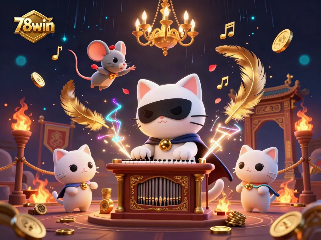 Experience excitement at 78win with a thrilling phantom of the opera-themed casino illustration, showcasing vibrant elements.