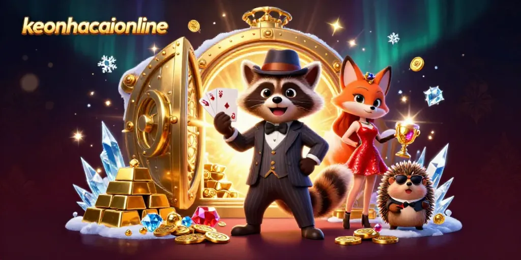 Bet big with keonhacaionline's plush casino scene filled with riches and lively characters.