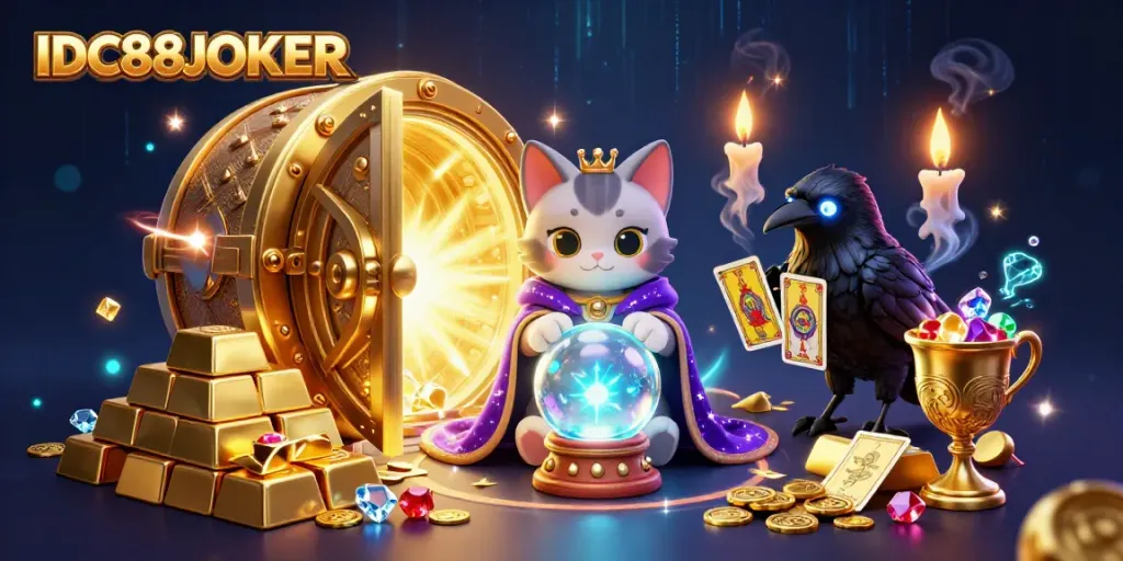 Experience thrilling wins at IDC88JOKER with fantasy-themed illustrations of mystics and riches.