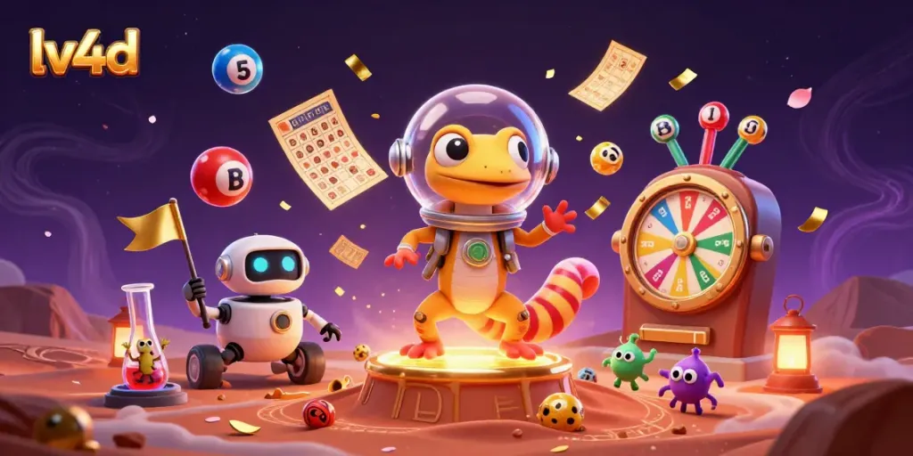 Engage with the vibrant lv4d online casino experience featuring a Martian gecko and dynamic game elements.