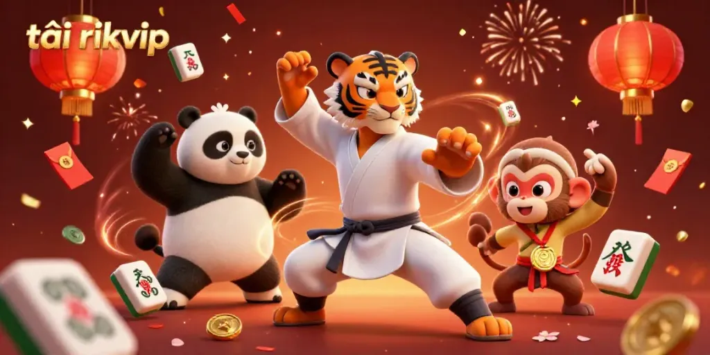 Experience the thrill of tải rikvip with animated casino characters engaging in a vibrant scene.