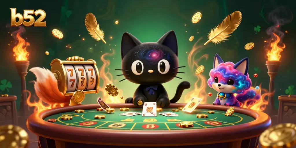 Experience thrilling gameplay with the b52 cosmic cat at a vibrant casino table.