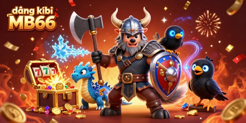 Engage with đăng ký MB66 through a vibrant 3D illustration showcasing epic gaming themes and dynamic characters.